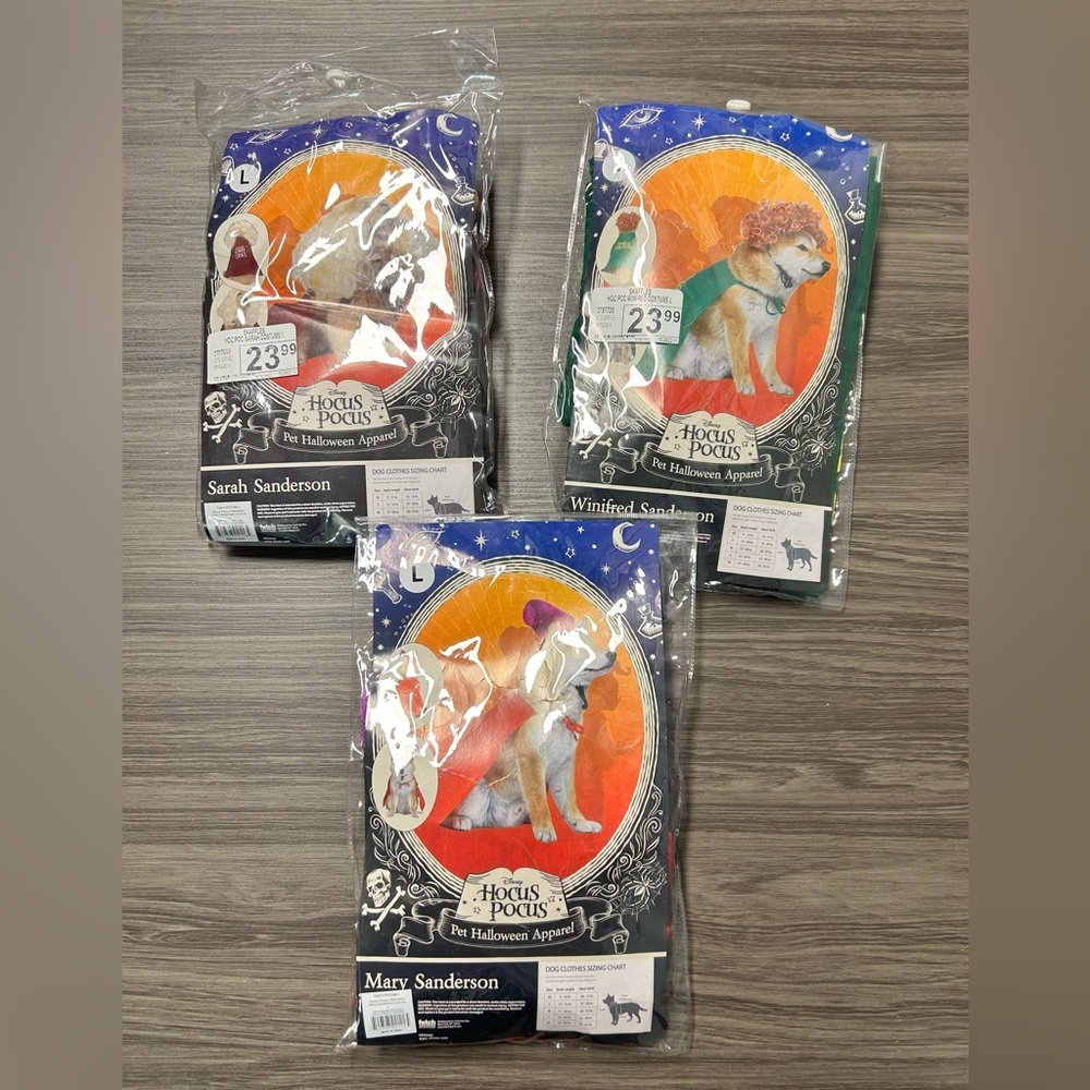 Lot Of 3 Hocus Pocus Dog Costumes Size Large - NWT